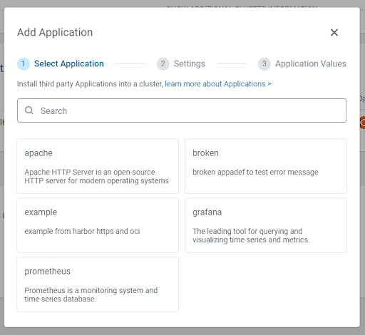 Application catalog during cluster deployment