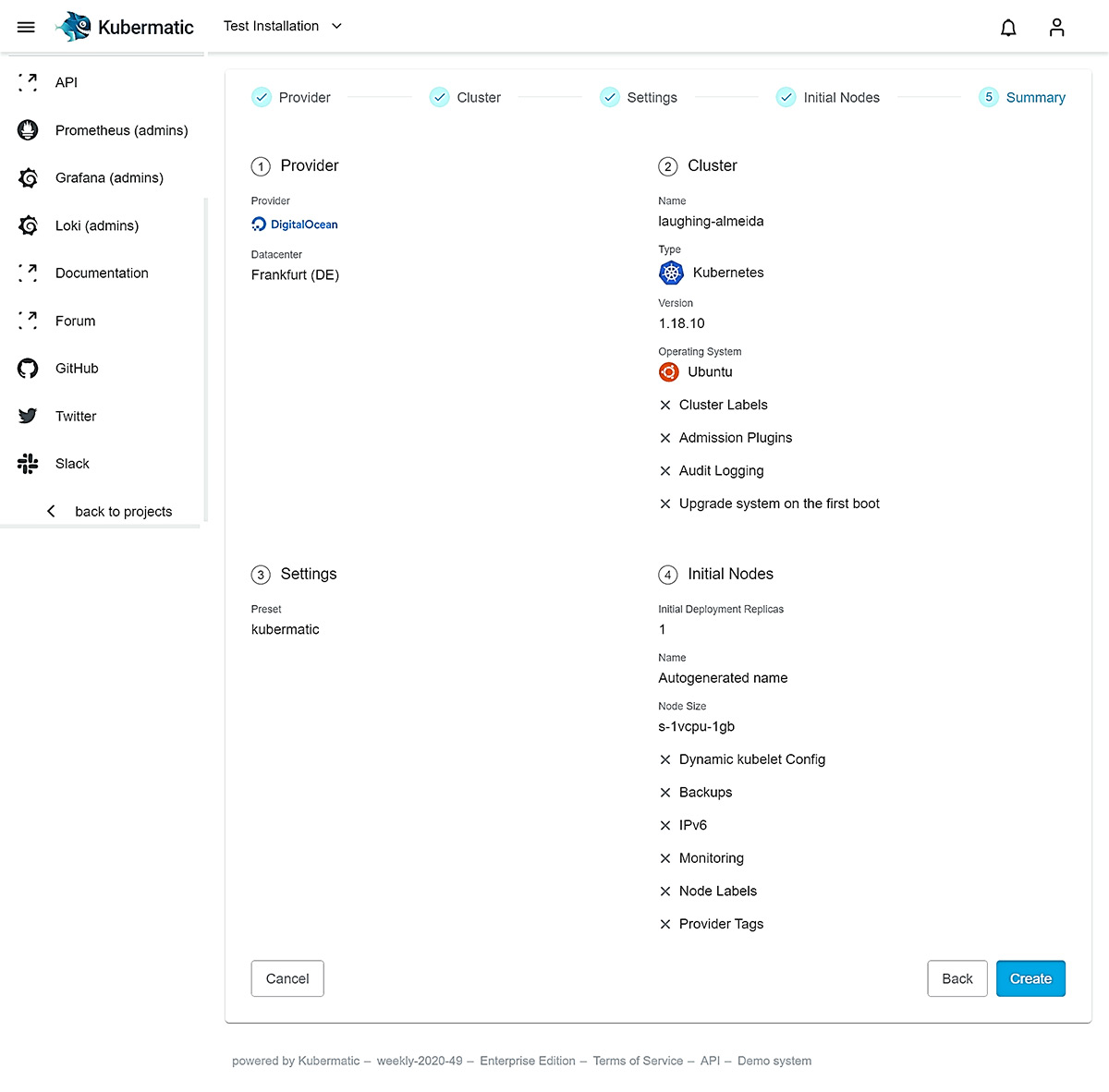 Kubermatic Kubernetes Platform_Checking Configuration Settings