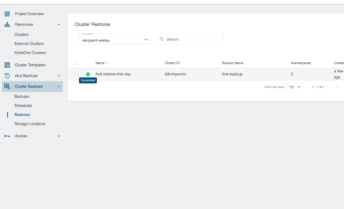 Kubermatic Kubernetes Platform Backups application screenshot 2