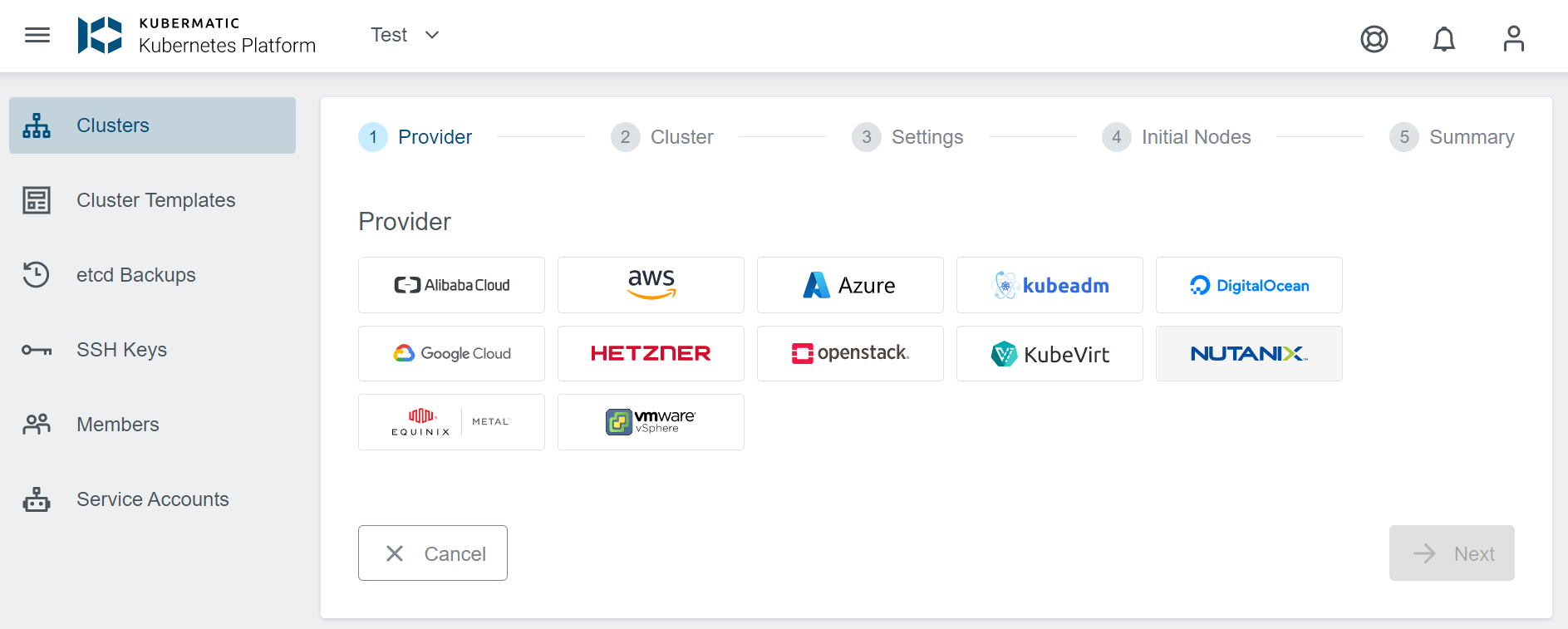 Nutanix Provider on Kubermatic Kubernetes Platform (KKP) Dashboard