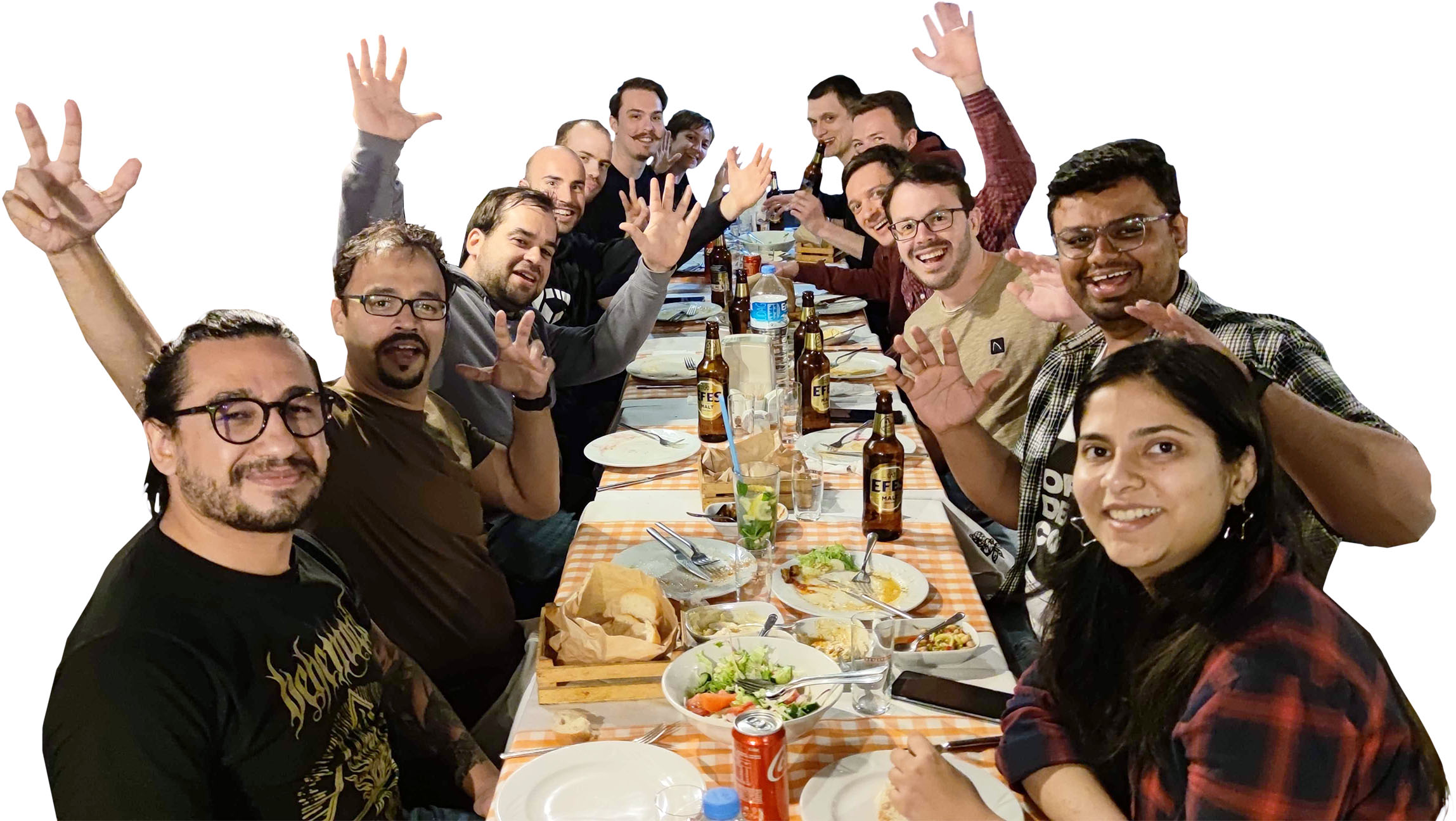 People celebrates at the desk