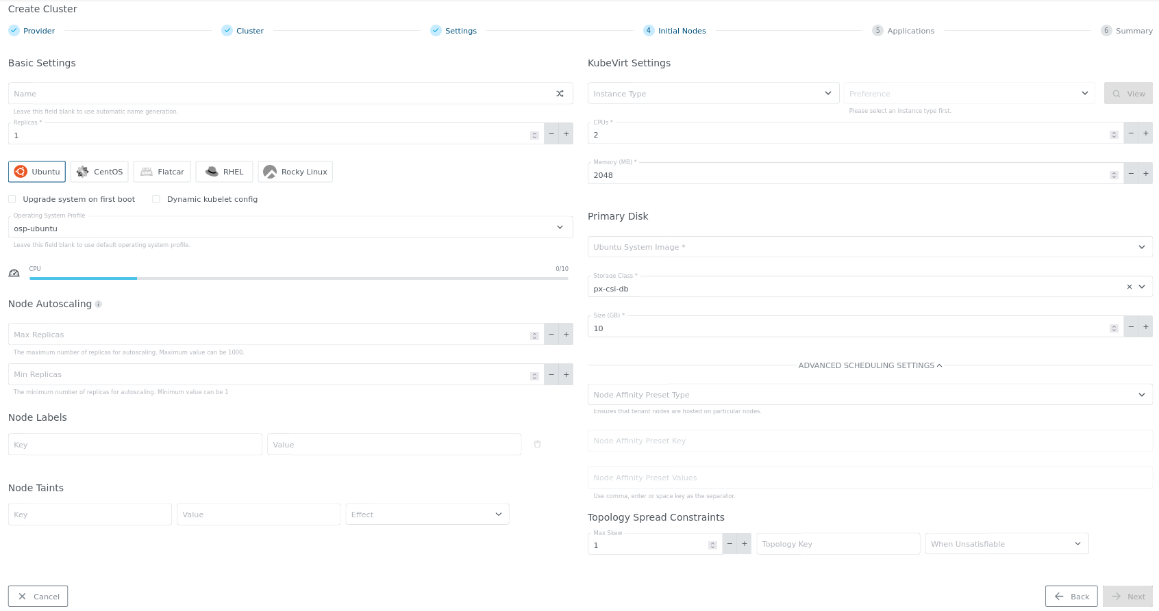 Running kubernetes cluster on top of KubeVirt VMs